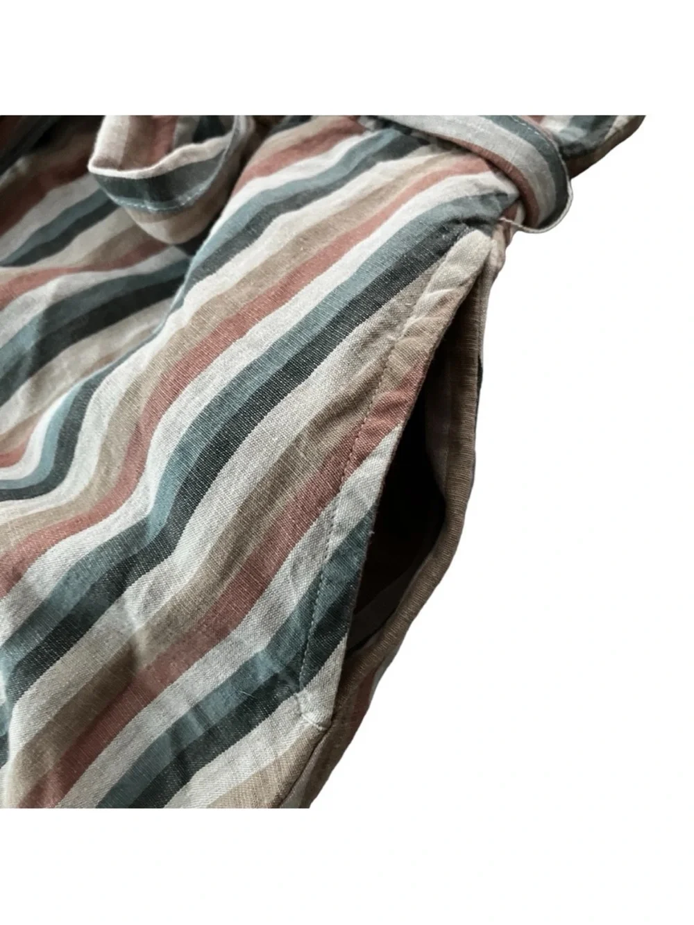 NWT Pact Stucco Vertical Stripe Harbour Midi Dress Sz M Cotton Linen Blend - Picture 9 of 12